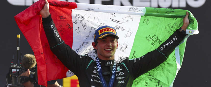 Gp d’Italia, leggendaria vittoria di Kimi Antonelli a Monza dopo 60 anni: era partito ultimo. Meloni: “Ha scritto la storia”
