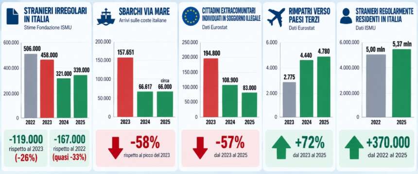 In Italia gli immigrati irregolari hanno perso il trend: con il governo Meloni sono crollati del 26%