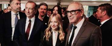 Giorgia Meloni con Carlo Capasa e Giuseppe Sala alla serata di inaugurazione della Milano Fashion Week