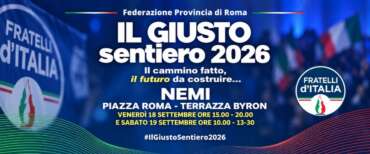 “Il Giusto Sentiero 2026”, FdI riunisce a Nemi ministri, parlamentari e amministratori: due giorni di confronto su territorio, istituzioni, Europa