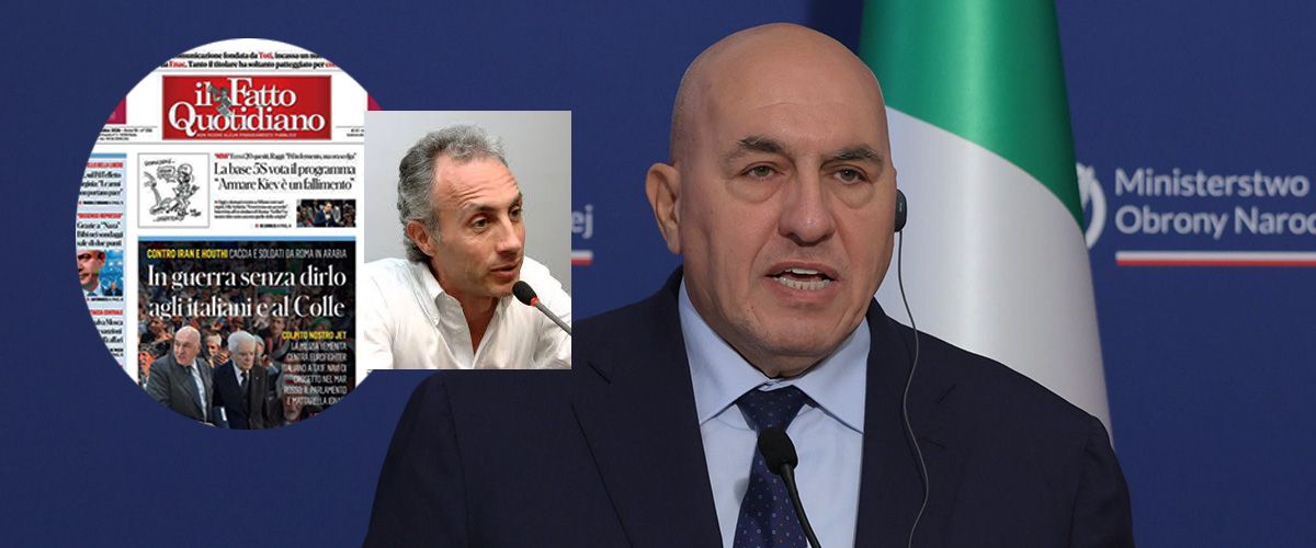 La bomba di Travaglio: “L’Italia è in guerra”. Ma è una balla spaziale. Crosetto: “Parole false e offensive”