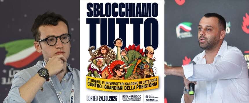 “Sblocchiamo tutto”, Azione universitaria e Azione studentesca in piazza: ripetizioni agli studenti antifà e ai dinosauri progressisti