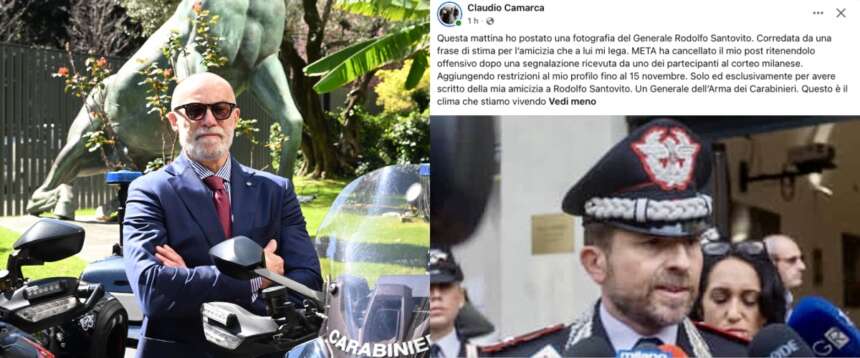 Vietato elogiare i carabinieri su Facebook? Meta cancella un post del regista Camarca e lo banna: “Questo è il clima”