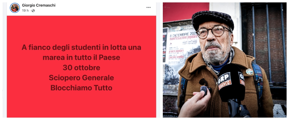 Il sogno rosso di paralizzare l’Italia: Cremaschi rilancia il «blocchiamo tutto» per il 30 ottobre