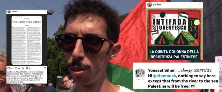 Youssef Siher star social dei pro-Pal con fakenews e farneticanti inviti alla rivolta contro “l’oppressione bestiale”