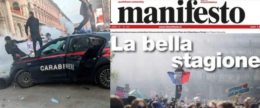 FdI stana la sinistra dopo il sabato di violenze: «Basta impunità per i teppisti». Polemiche sul titolo choc del Manifesto
