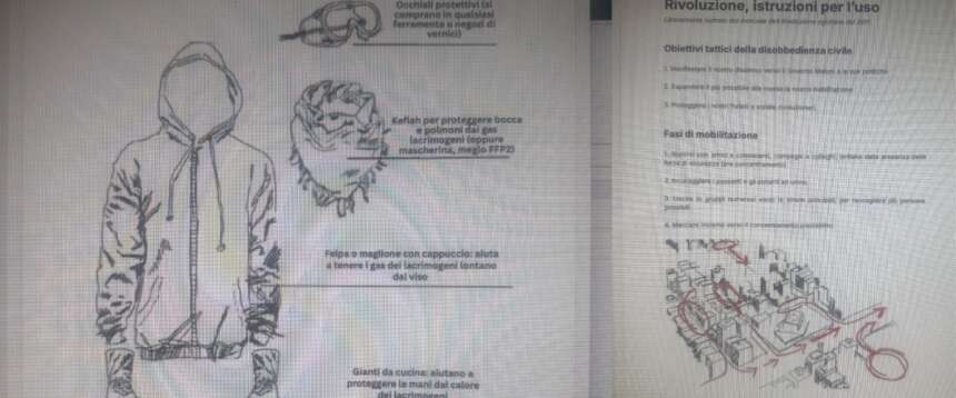 «Ecco come sfondare i blocchi della polizia»: l’inquietante manuale della rivoluzione contro Meloni è ispirato alla “primavera araba”