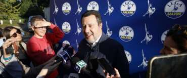 Salvini a via Bellerio al termine del Consiglio federale della Lega che ha ufficializzato le date del congresso