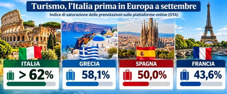 Turismo, l’Italia vola e conquista il primato europeo a settembre. Mazzi: «Battute Spagna, Francia e Grecia»